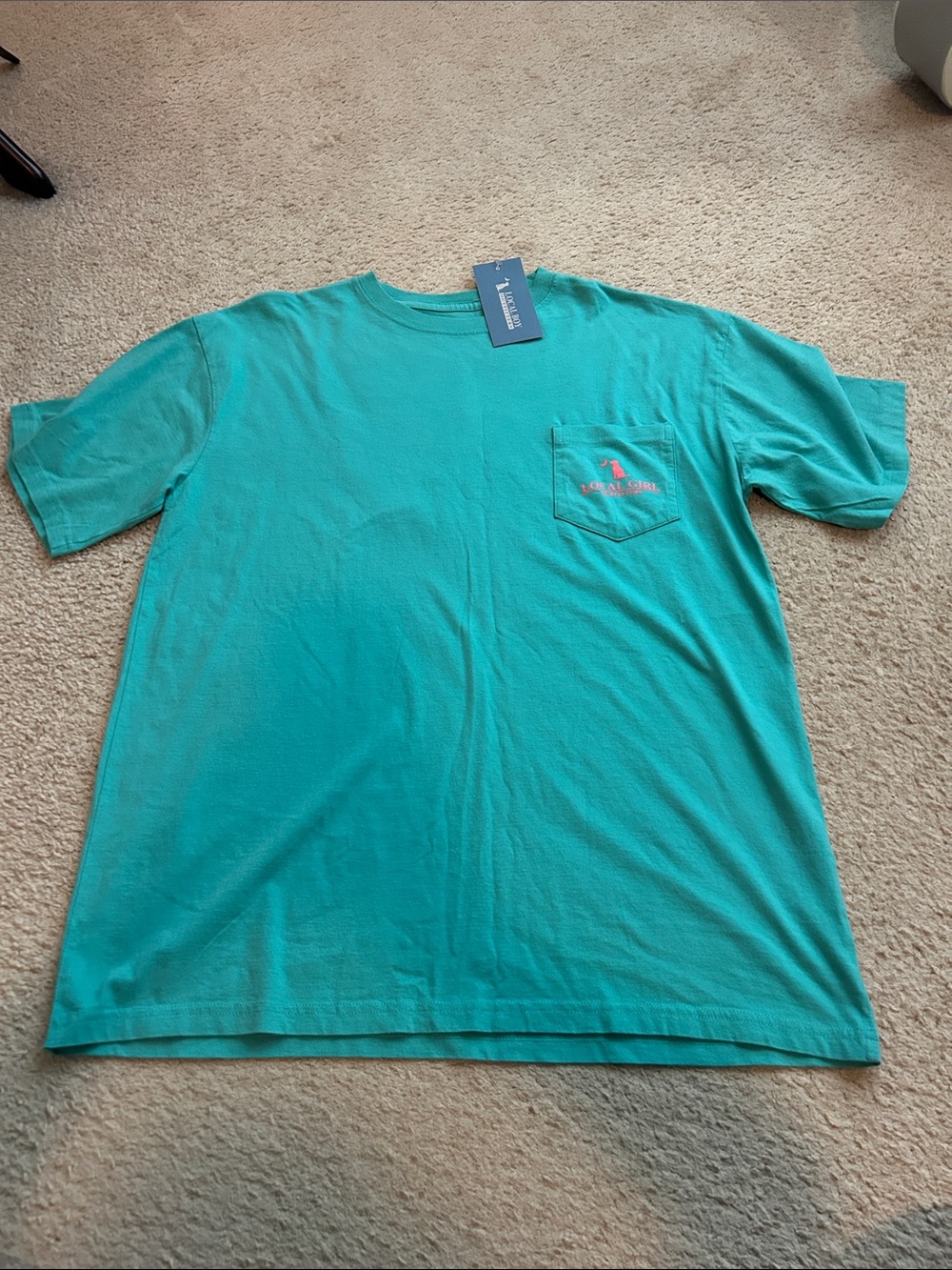 Women's Teal Short-Sleeve Pocket Tee with Embroidered Logo